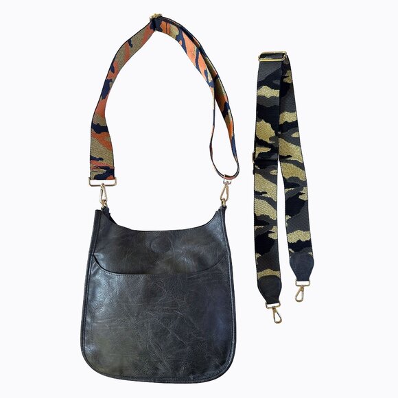 Ahdorned NY Vegan Leather Messenger Bag Charcoal Gray 2 Crossbody Straps Y2K 90s - Picture 4 of 11